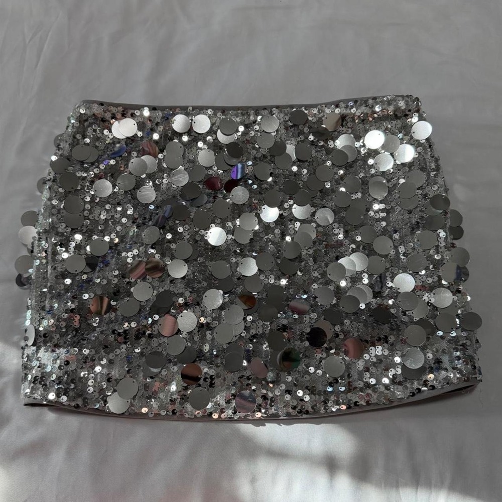 Princess Polly Riego Silver Sequin Mini Skirt US 0